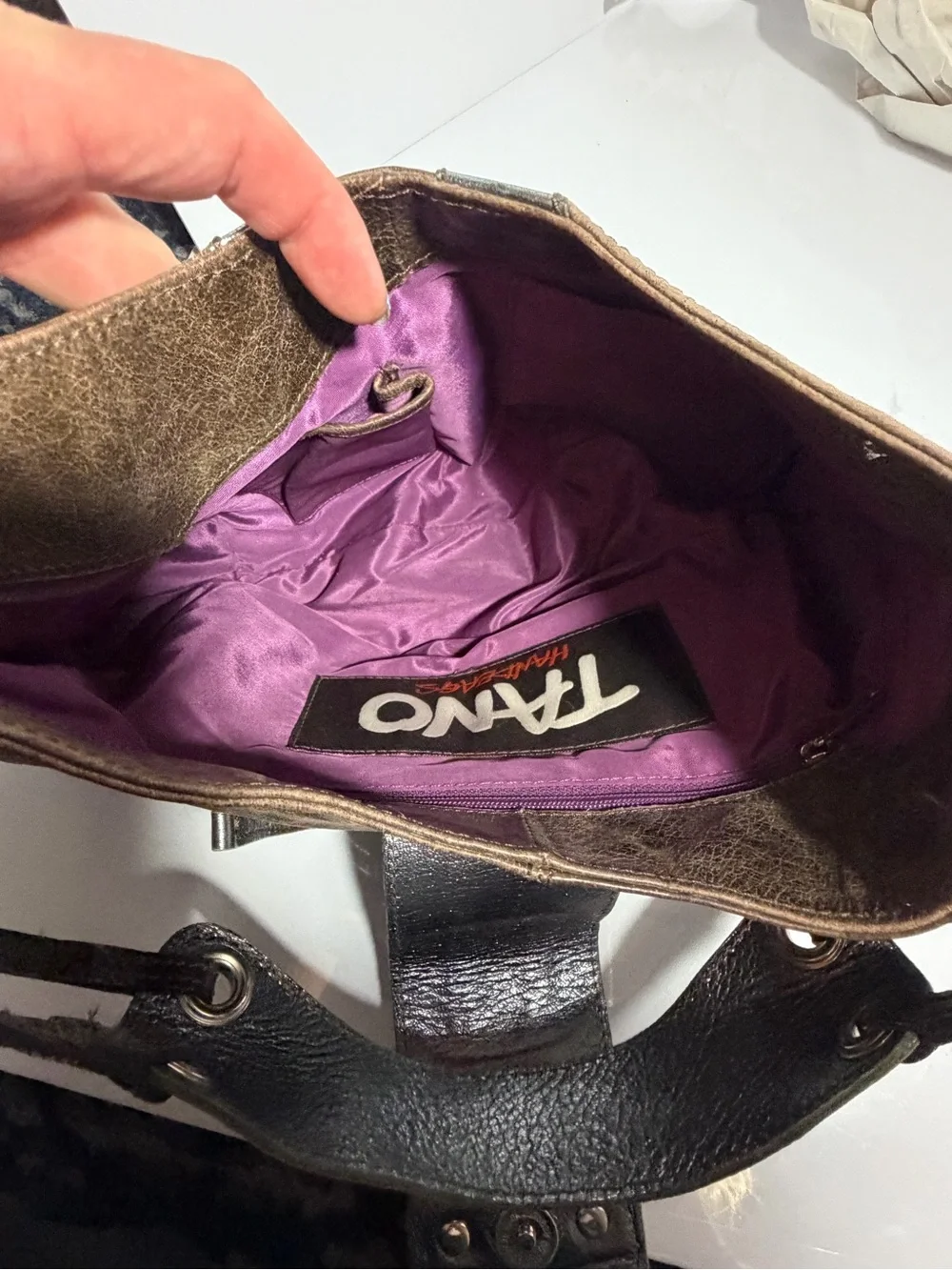 Vintage Tano Brown Leather Suede Hobo Bag Y2K Boho EUC